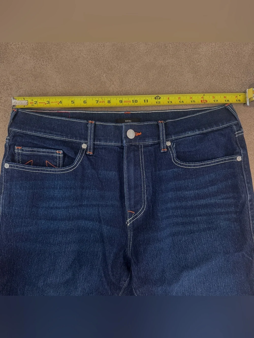 True Religion Ricky Denim Shorts Men's 36 Dark Wash Frayed Hem Relaxed Straight